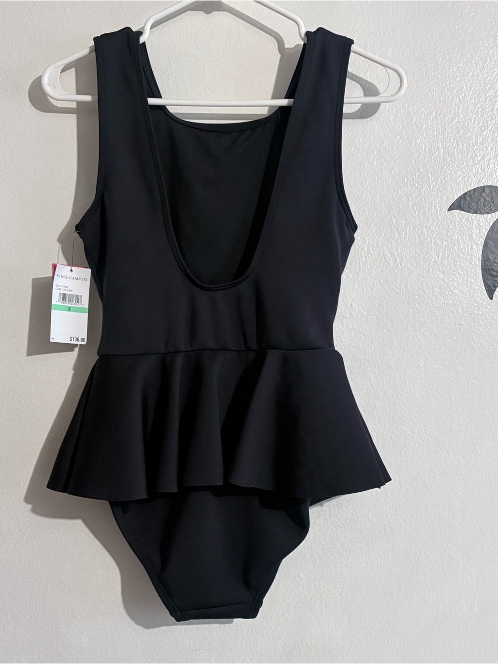 Vince Camuto Black Peplum One-Piece Swimsuit